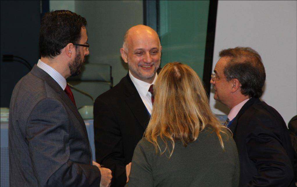 The newly appointed Executive Director Jerzy Pomianowski surrounded by colleagues of the Executive Committee